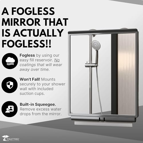 ToiletTree Products Fogless Shower Bathroom Mirror with Squeegee and Travel Bag