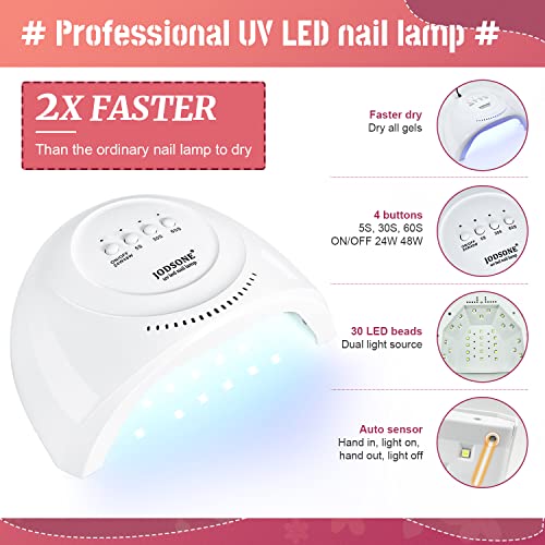 JODSONE Gel Nail Polish Kit with U V Light 36 PCS Classic Black and White Nude and Blue Purple Gel Polish Set with Manicure Tools Suitable for All Sea