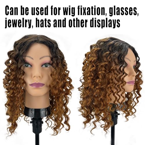 Bald Mannequin Head Stand Professional Cosmetology Wig Training Head for Wig Making and Display Hat Glasses Scarf Jewelry Model Head with Free Clamp