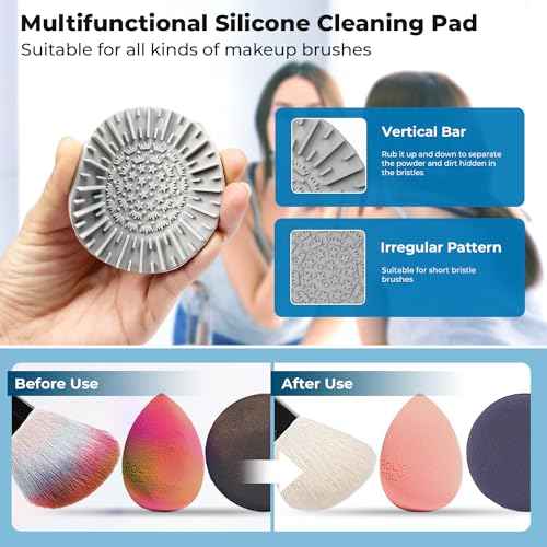 Electric Makeup Brush Cleaner with Brush Clean Mat, USB Charging Automatic Electric Makeup Brush Cleaner, Makeup Brush Cleaner Machine Fit For All Size Makeup Brush, Great Gift for Women Girls