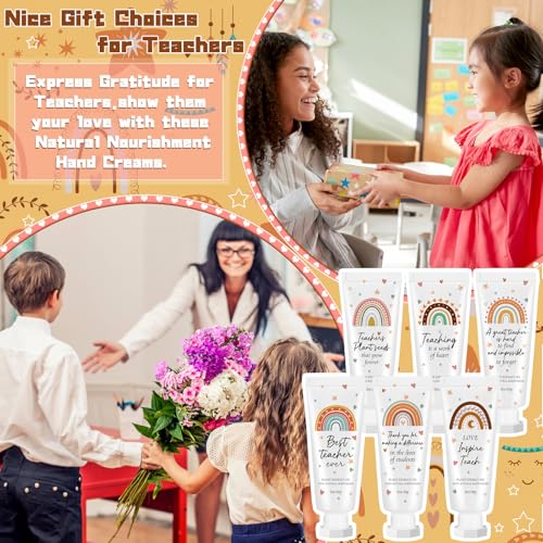 72 Pcs Christmas Teacher Appreciation Gift Bulk Hand Cream Boho Rainbow Employee Staff Appreciation Hand Lotion Teacher Team Thank You Gift Bulk for Christmas Thanksgiving Party Favor Stuffers