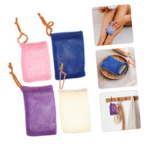 Angoily 8pcs Exfoliating Soap Net Bags for Face Cleaning and Bath Use Mesh Drawstring Pouches for Lathering Handmade and Natural Soaps