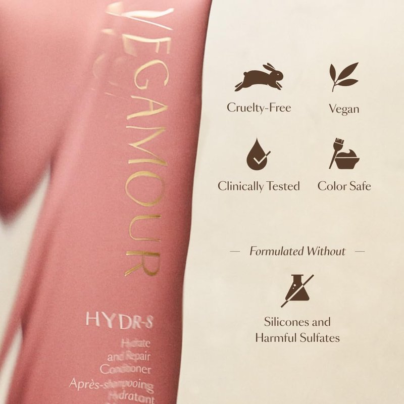 VEGAMOUR HYDR-8 Hydrate and Repair Conditioner - Hydrating Conditioner with Marula Oil, Moringa Oil, Ceramides & Biotin, Natural Conditioner for Dry Hair