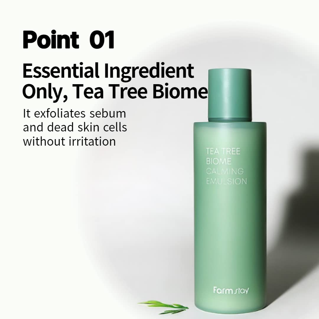 FARMSTAY TeaTree Biome Calming Emulsion -Daily Hydrating Face Moisturizer,Korean Skin Care,Calming and Soothing for Sensitive Skin,Strengthen Skin Barrier,for Women&Men,Teenagers6.76 Fl.Oz