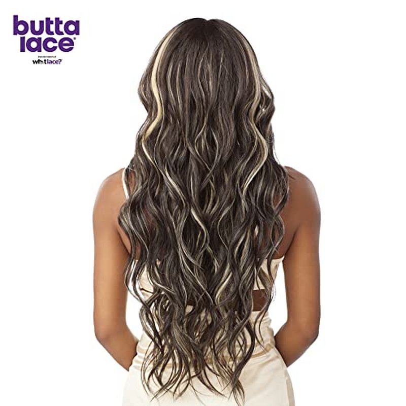 Sensationnel Butta Lace Wigs - Unit 34 Extra Wide 5 Inch Deep Parting Synthetic Preplucked Hairline Glueless Lacefront (1B OFFBLACK)