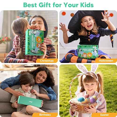 Bath Bombs for Kids with Surprise Inside, 12 Pack Kids Bath Bombs with Jungle Animal Toys for Boys Girls, Safe Handmade Fizzy Balls Dino Egg Bubble Safari Bath Bomb Gift Set for Easter Birthday