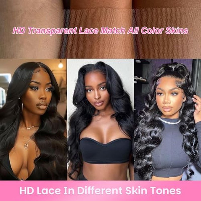 22 Inch 13x6 Lace Front Wigs Human Hair 200 Density HD Lace Frontal Wig Pre Plucked Body Wave Wig with Baby Hair Virgin Human Hair Wigs for Women Daily Tangle-free