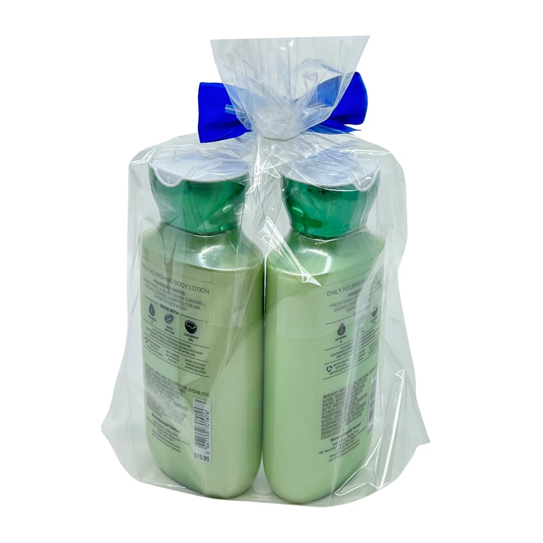 Bath & Body Works VANILLA BEAN NOEL Body Lotion Gift Set with a Blue Bow for Holiday & Gifts - Pack of 2 (2023 Edition)