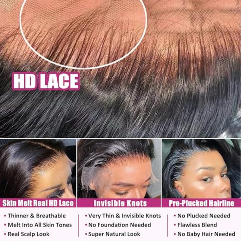 20Inch 13x6 HD Lace Front Wigs Human Hair 200% Density Body Wave Lace Front Wigs Human Hair Lace Front Wigs for Women Glueless Body Wave Wigs Human Hair Pre Plucked with Baby Hair Natural Black