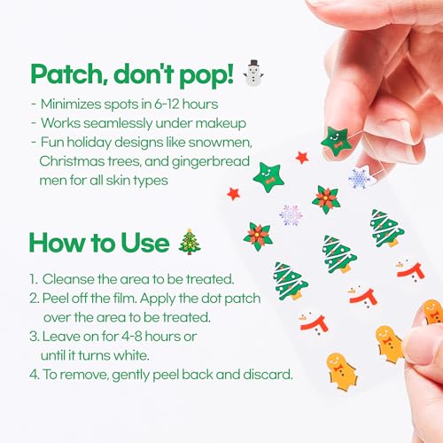 Epielle Acne Patch Shapes Edition, Acne Patches with Hydrocolloid Dressing, Fun for Parties, Sleepovers, Girls' Nights, Halloween Parties, Girls' Gift (Christmas Patch, 85ct)