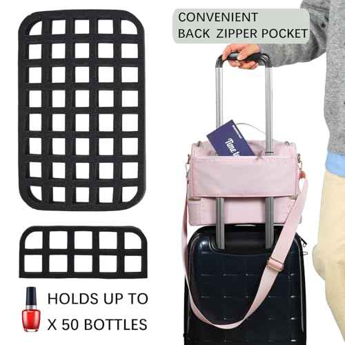 Nail Polish Organizer Case,Nail Storage Organizer Holds Nail Lamp & 50 Bottles Nail Polish,Nail Tech Travel Case,Waterproof Nail Kit Organizer Bag Fits Nail Supplies & Manicure Tools (Pink)