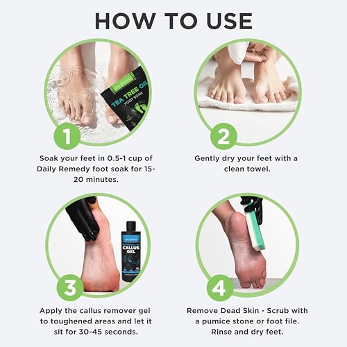 Foot Callus Remover Gel Set - Professional Callus Remover for Feet, Calloused Feet Remover Gel - Pedicure Kit & Foot Spa Tools - Feet Callus Remover - 8oz w/ 16oz Tea Tree Oil Foot Soak - USA
