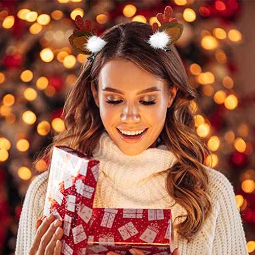 YISSION 2 Pairs Christmas Hair Clips for Girls Women Reindeer Antlers Ears Hair Clip Deer Horns Hair Barrettes Cute Hairpins Christmas Hair Accessories for Girls Women