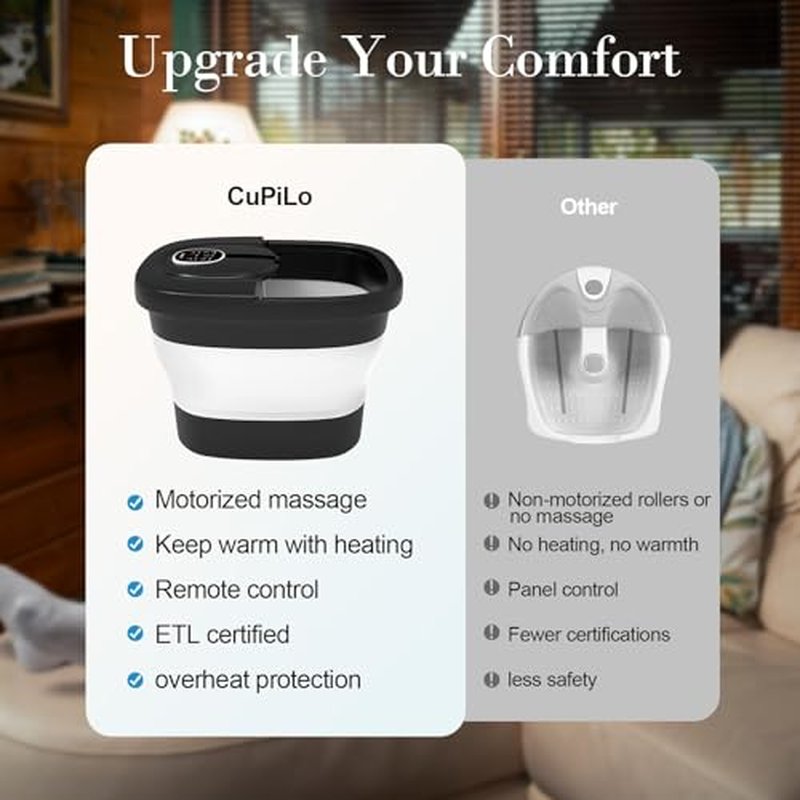 Foot Spa Bath Massager, Foot Bath with Circulation Heat, Motorized Shiatsu Massage Balls, Pedicure Soaking Tub with Waves, Remote, Handle, Feet Relief, Gifts