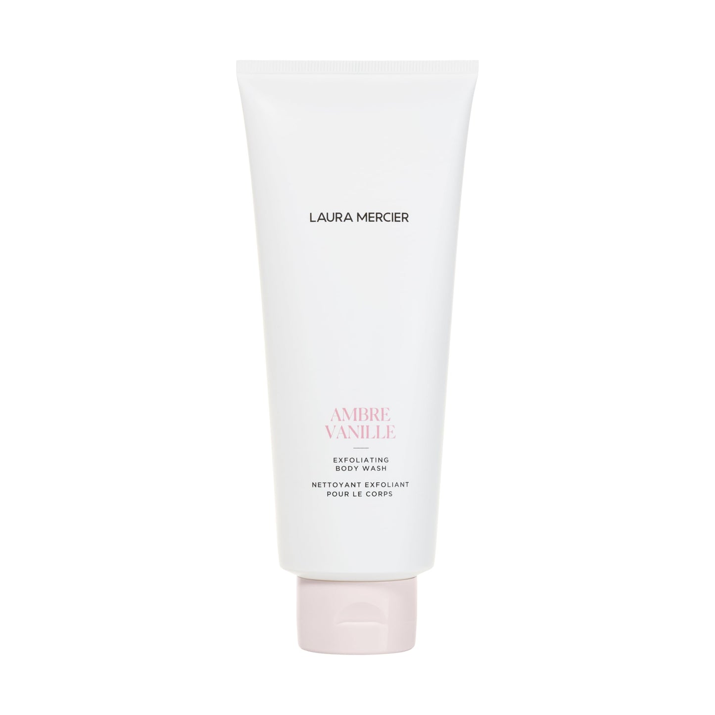 Laura Mercier Exfoliating Body Wash, Strawberry Seed and Sugar Scrub-Infused Exfoliator, Removes Impurities, Helps to Improve Uneven Skin Tone, Elasticity and Circulation, Ambre Vanille