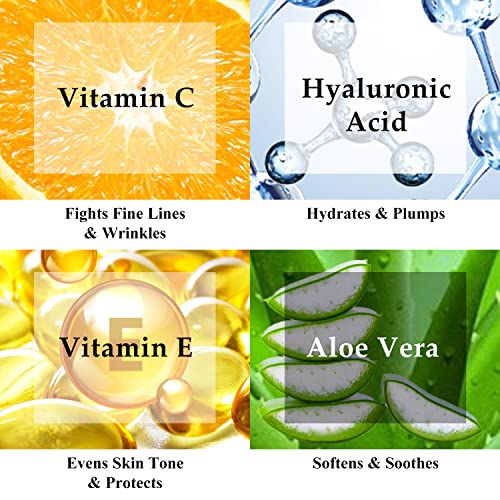 Vitamin C Serum for Face | Brightening & Anti Aging Serum for Men & Women | With Hyaluronic Acid, Vitamin E, Aloe & Jojoba | Dark Spot & Wrinkle Reducer | Made in USA | 1.7 oz | 2 Pack