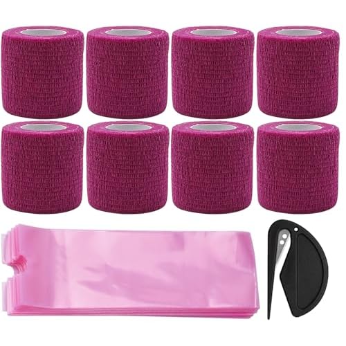 Tattoo Machine Covers & Wrap, 200pcs Tattoo Pen Covers & 8Pcs Wraps & Cutter, Tattoo Machine Bag and Grip, Tattoo Kit Supplies, (Pink)