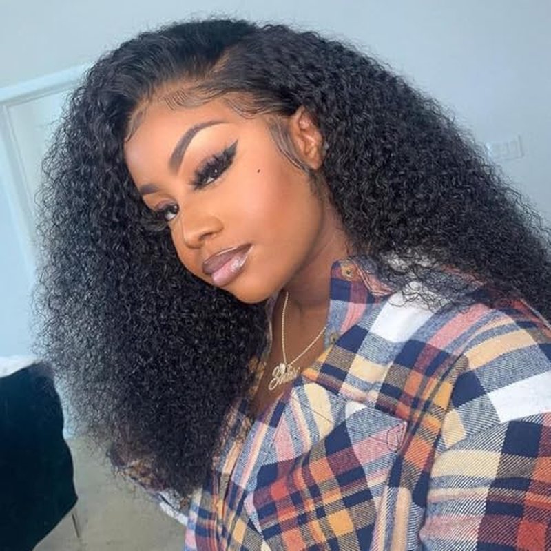 Half Wig Human Hair Afro Kinky Curly Wigs for Black Women 200 Density Glueless Wigs 100% Human Hair Ready to Go 3 In 1 Seamless Flip Over Drawstring Headband Wig for Women Clip in No Sew In 20 Inch