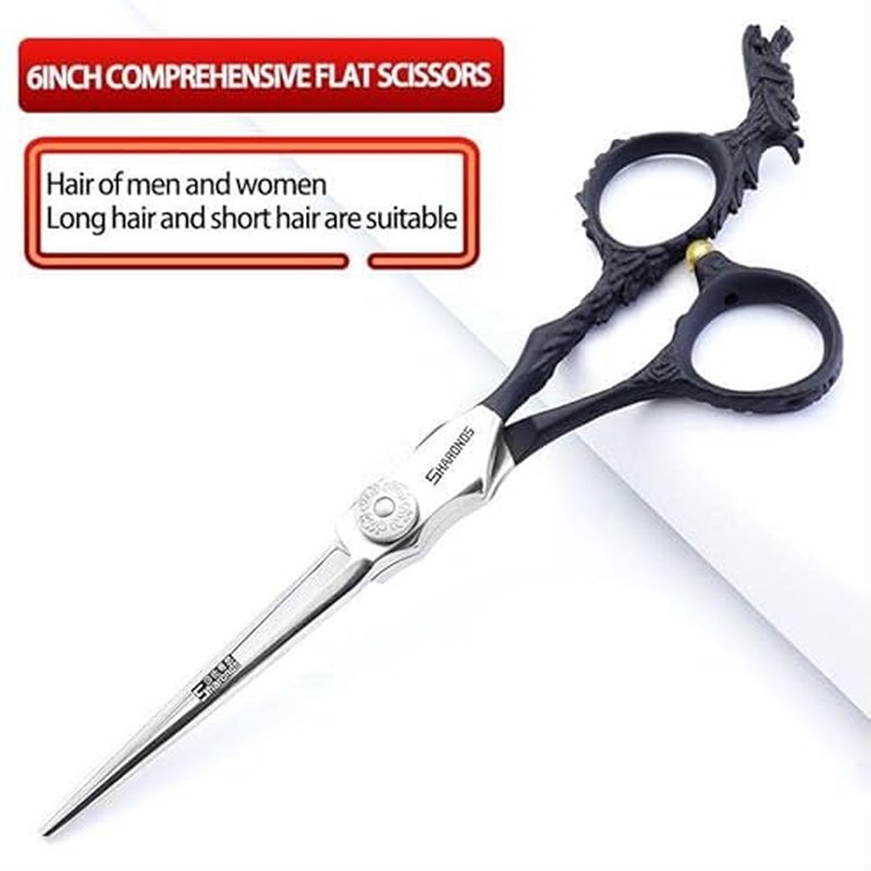 Silver/black barber scissors, high hardness sharp professional hairdresser scissors 6 inch salon hairdresser scissors. (3pc-B)