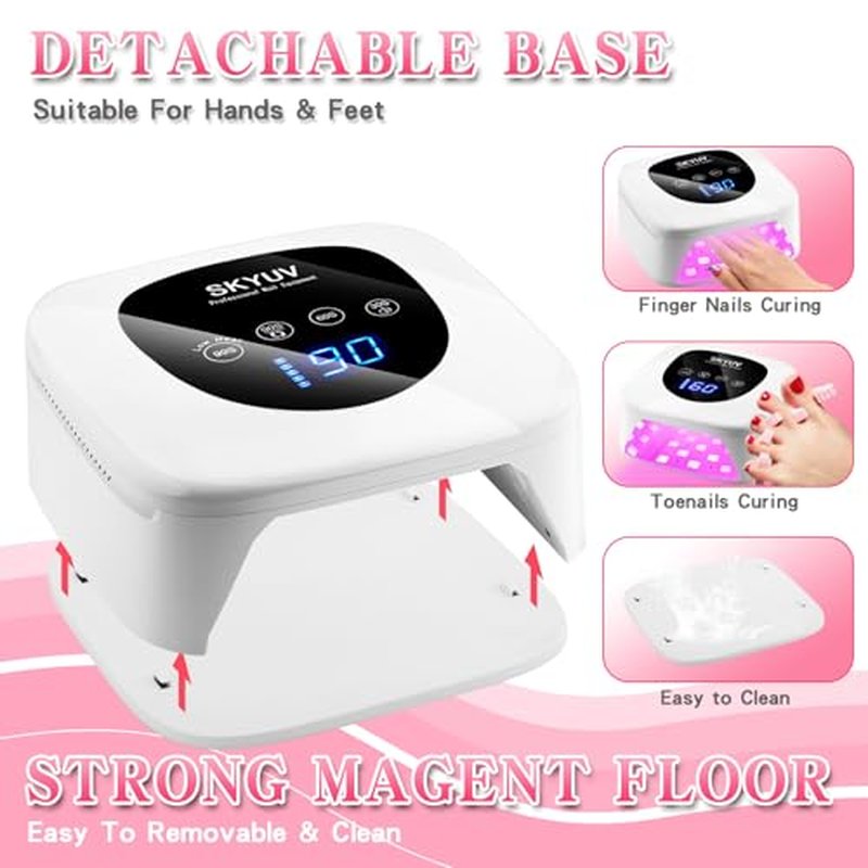 Rechargeable UV LED Nail Lamp, SKYUV Cordless Nail Dryer for Gel Polish, UV Nail Lamp with 4 Timers Setting and LED Touch Screen, Professional Curing Lamp Light with 30 Beads for Salon and Home