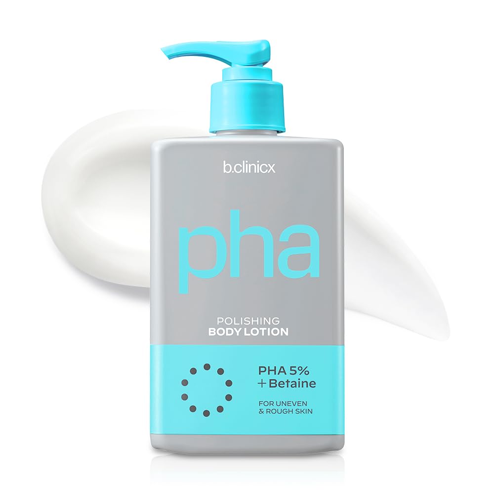 b.clinicx Skin Polishing Body Lotion (10.14 fl oz / 300ml) - Exfoliating Body Lotion With PHA 5%, Resurface Bumpy Skin, Lightweight Moisturizing Body Cream, Korean Skin Care