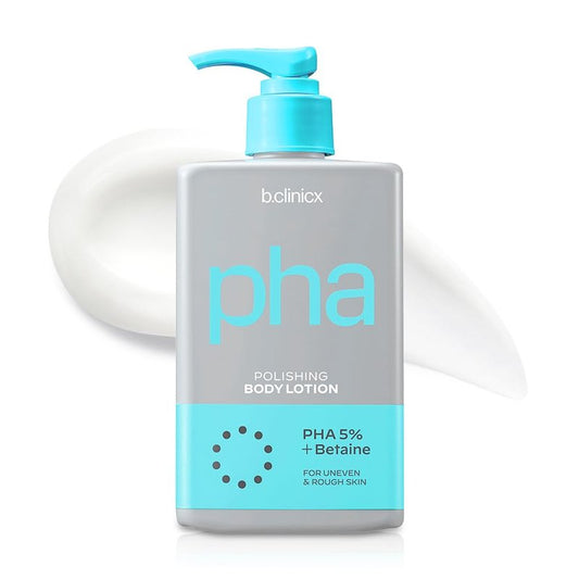 b.clinicx Skin Polishing Body Lotion (10.14 fl oz / 300ml) - Exfoliating Body Lotion With PHA 5%, Resurface Bumpy Skin, Lightweight Moisturizing Body Cream, Korean Skin Care