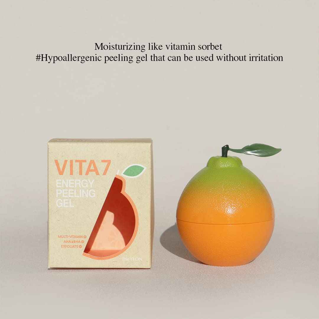 Exfoliant Vita7 AHA BHA Energy Peeling Gel for Dry Trouble Skin, Refreshing, Hydrating, Purifying 100ml 3.38 fl. oz - Exfoliating Wash Vitamin Facial Scrub (The Yeon_Korean skin care)