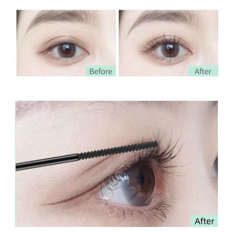 Waterproof Mascara with Fine Brush, Black Mascara for Short/Sparse Eyelash, Long-lasting, Natural, Lengthening and Thickening