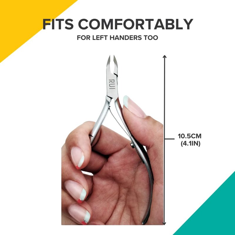 Rui Smiths Professional Cuticle Nippers | Precision Surgical-Grade Stainless Steel Cuticle Trimmer, French Handle, Single Spring, 4mm Jaw (Quarter Jaw)