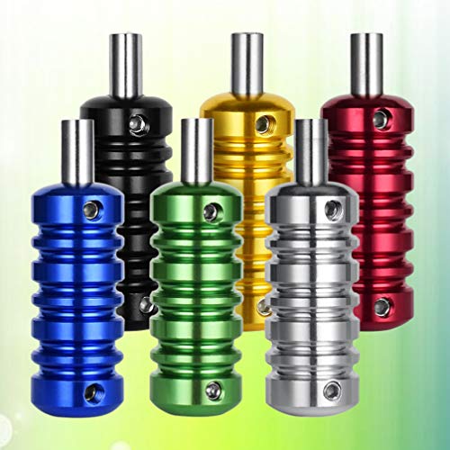 Healifty 6pcs Tattoo Grips Tubes Aluminum Alloy Tattoo Grip Handle for Tattoo Machine Supply (Black + Red + Green + Gold + Silver + Blue)