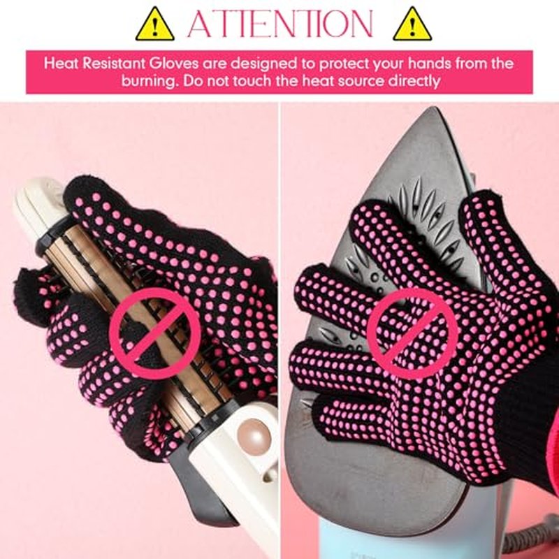 Riyiper 3 Pairs Heat Resistant Gloves for Sublimation, Gloves for Heat Press with Silicone Bumps Applies to Resistant Work, Hair Styling, Universal Fit Size
