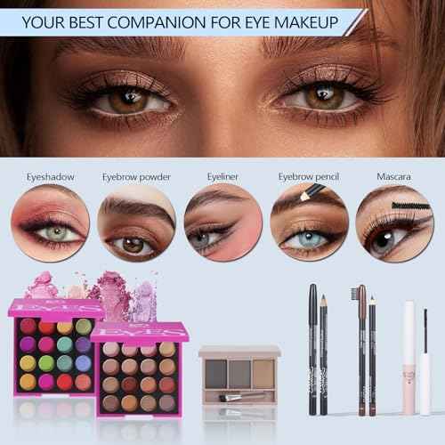 Makeup Kits For Girls Teens, Makeup Gift Set For Women with Eyeshadow Palettes, Brushes, Lip Gloss, Travel Make up Starter Kit For Beginners (C01612)