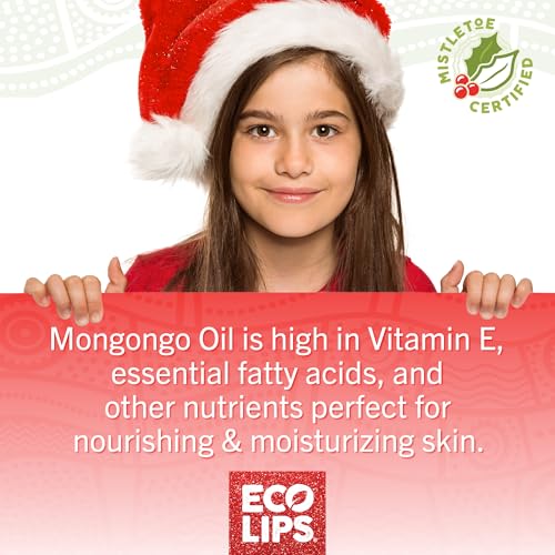 Eco Lips Novelty Plastic Candy Cane Gift Set for Holidays & Christmas Gifts, Stocking Stuffers | Mongo Kiss Organic Lip Balm 3-count Gift Set