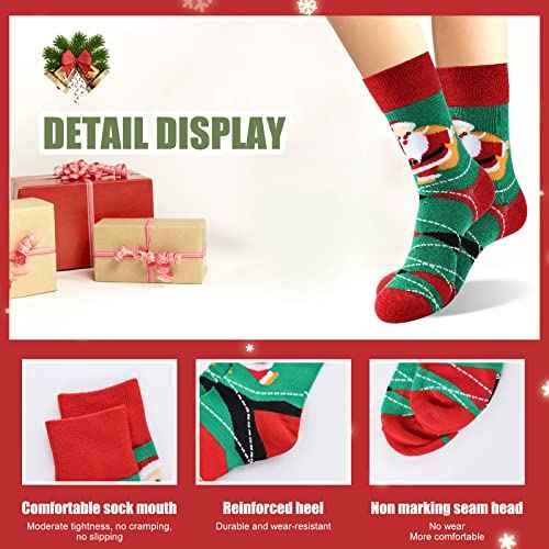 6 Pairs Christmas Socks for Women,Xmas Crew Socks Holiday Gift Novelty Socks US Size 6-13