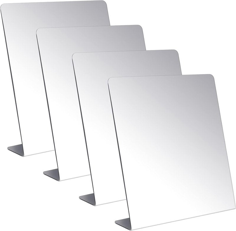 Freestanding Countertop Mirror - 4 Pcs Single-Sided Acrylic | 8.5 x 9 Inch for Bedroom, Office, Bathroom, Dorm