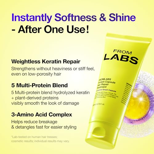 FROMLABS Hair Repair Duo ? Protein Capsule Hair Repair Treatment (6.76 fl oz) + Intensive Keratin Booster Powder (8 Pack) | 3?Minute At?Home Keratin Mask, Deep Repair for Damaged, Color?Treated Hair