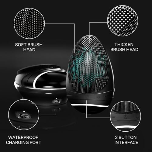 douxds Flex¢â Pro Vibrating Face Brush, Electric Face Scrubber, Face Scrubber for Men, Flex¢â Face Brush, Men's Skin Care, Powerful Sonic Technology, Removes Dark Marks and Bumps, Acne Treatment