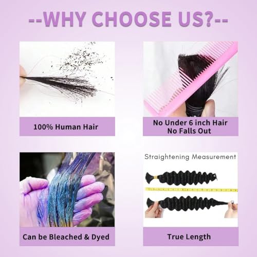 Human Braiding Hair for Boho Braids 22 Inch 110g Deep Wave Bulk Human Hair for Braiding 12A 100% Unprocessed Curly Bulk Bohemian Hair Extensions Natural Color No Weft