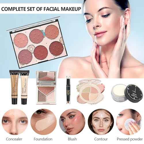 37 Pcs All in One Makeup Kit for Women Full Kit, Makeup Gift Set for Beginners Teenager, Multipurpose Makeup Set Includes Eyeshadow Palette Contour Stick Cosmetic Brush (A204)