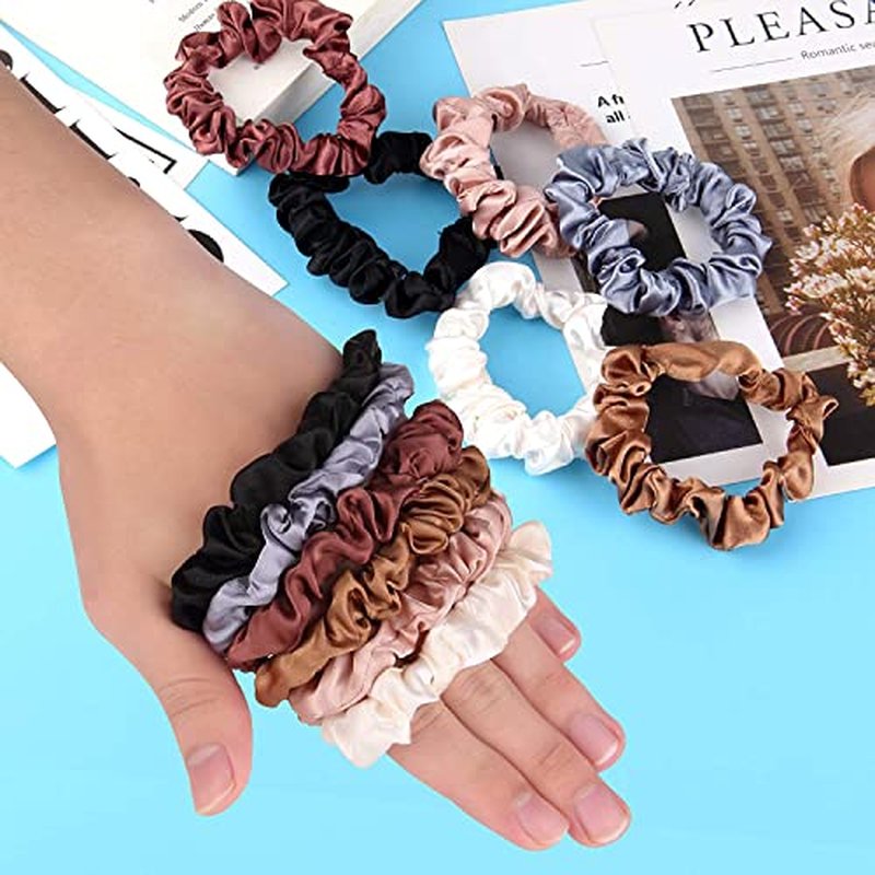 24 Pieces Silk Hair Scrunchies Silk Hair Tie Elastic Ponytail Holders for Women Girls Hair Accessories (005)