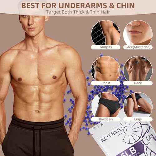 KOTAMU Wax Beads for Hair Removal, Professional Waxing Beads for Underarms, Chin, Bikini, Brazilian, Facial, Arm, Leg, Sensitive Skin, 2.5lb Hard Wax for Thick Thin Hair, Waxing Beans for Women & Men