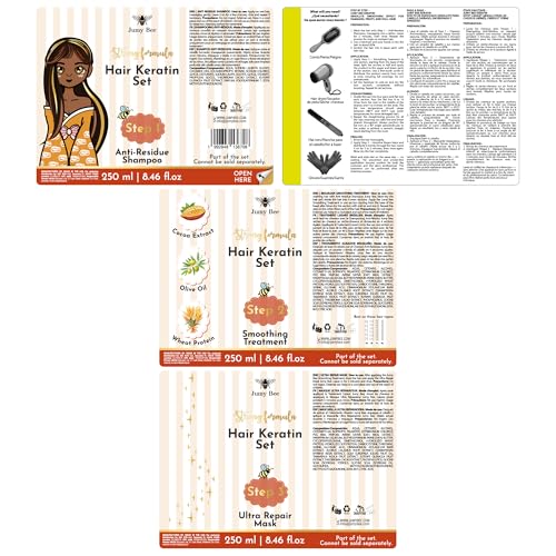 Brazilian Keratin Treatment Kit ? JumyBee 3 Steps 8.46 fl oz | Formaldehyde-Free At Home Hair Straightening & Smoothing System |Keratina para Alisar el Pelo | Anti-Frizz Repair Mask & Shampoo