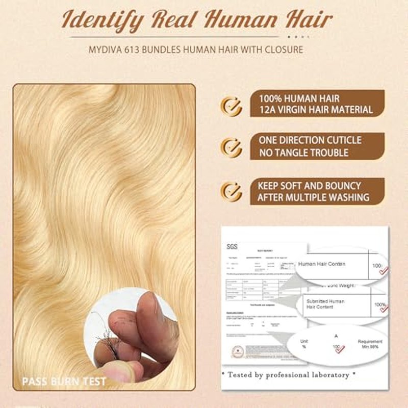 613 Blonde Bundles Human Hair Body Wave 16 16 16 inch 100% Unprocessed Virgin Hair Extensions 12A Quick Weave Bundles Human Hair