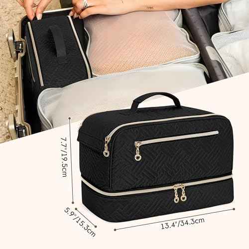 Teamoy Travel Carrying Case Compatible with Shark Flexstyle, Double-Layer Storage Bag for Shark Hyperair, Portable Travel Organizer for Dyson Airwrap Styler and Attachments, Black Quilted