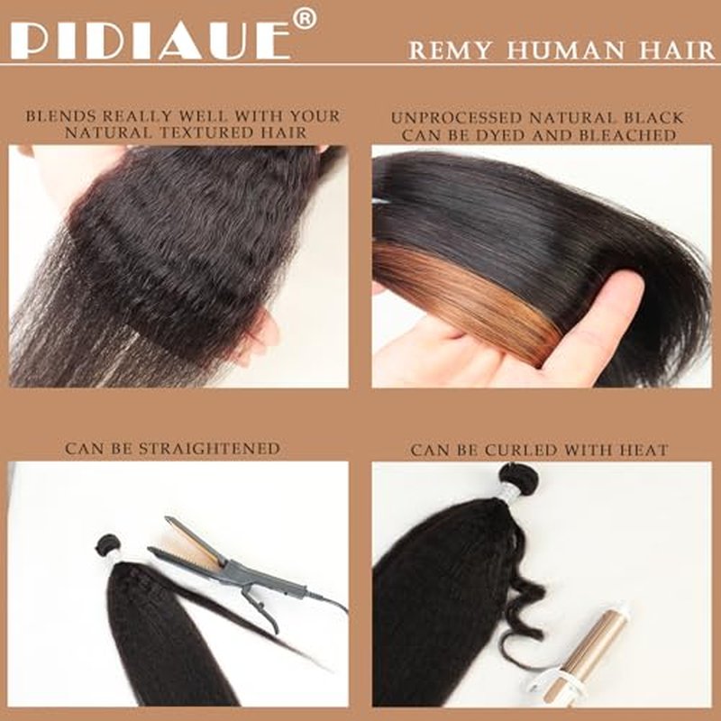 Kinky Straight Bundles Human Hair Remy Yaki Straight Bundles Weave 14 14 14 inch Real Unprocessed Brazilian Virgin Hair Extensions Natural Color 12A