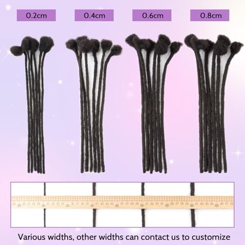 Loc Extensions Human Hair 0.4cm&0.6 cm&0.8cm width 4-18inch 10, 20, 40, 100 strands 100% Human Hair Locs Extensions for Men Women Natural Dreadlocks Can Be Dyed Bleached Curled 0.4cm 8inch 70 Strands