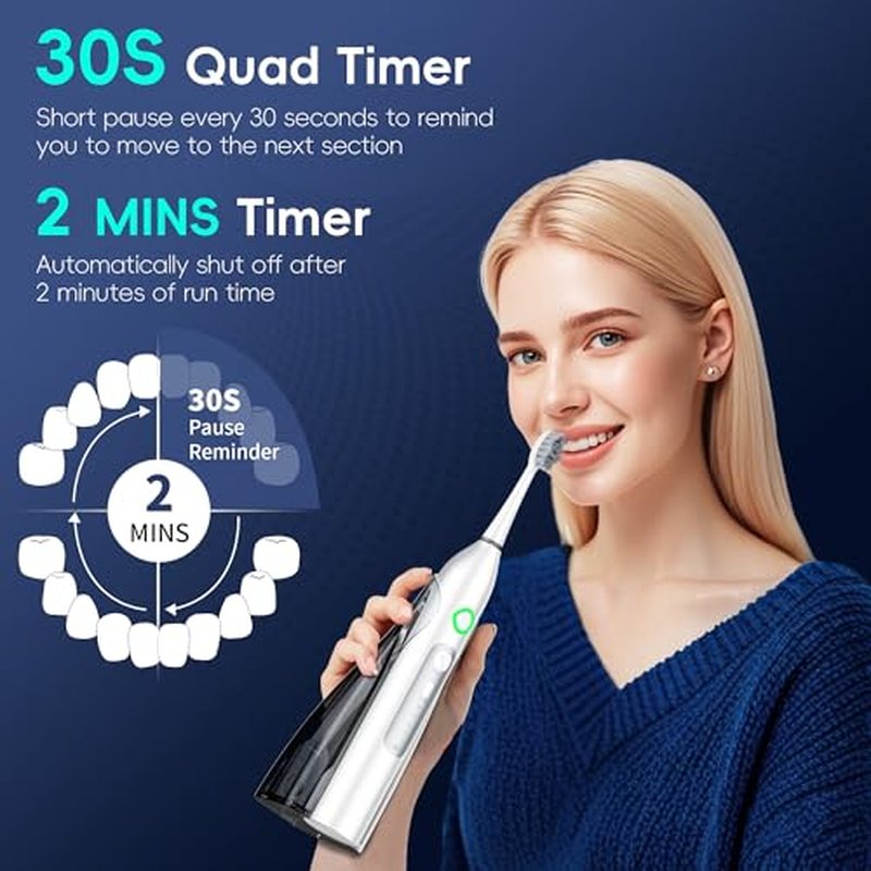 Electric Toothbrush with Water Flosser, All in One Sonic Flossing Toothbrush with 3 Modes & 5 Flossing Speeds & 4 Brush Heads, Rechargeable & Portable for Adult Teeth Cleaning