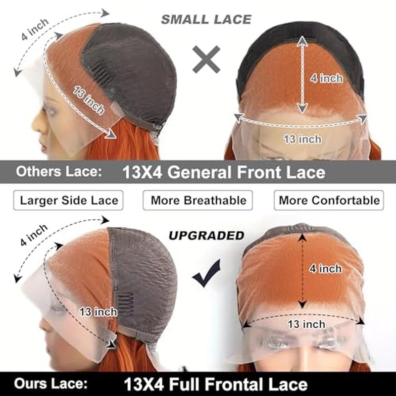 Bob Wig Human Hair 13x4 Orange Ginger Bob Lace Front Wigs Human Hair Real 100% Virgin Human Hair Wigs for Black Women 14inch