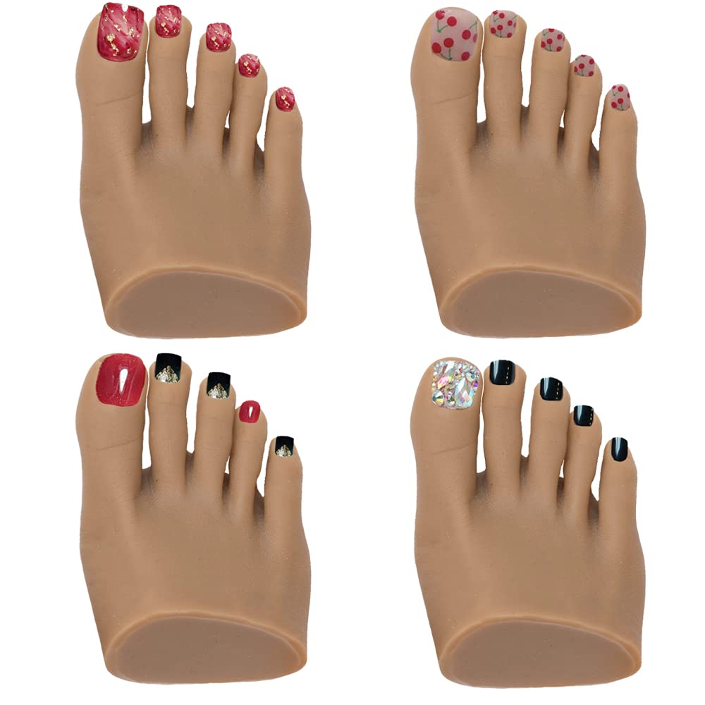 PPVWEY Lifelike Silicone Practice Foot Nail Training Foot Mannequin Flexible Bendable Silicone Foot Model with Table Clip for Acrylic Nails Art Training Display DIY (2#-Right)
