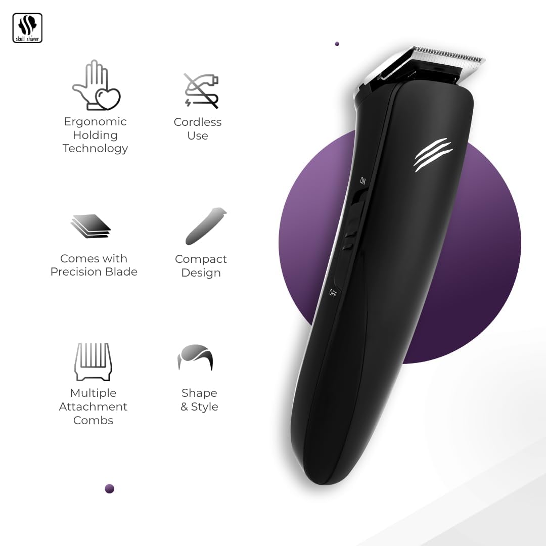 Skull Shaver Baby Beast Trimmer - Ultimate Cordless Hair & Beard Grooming Tool - Precision Steel Blades - USB Rechargeable - 4 Combs - Travel-Friendly